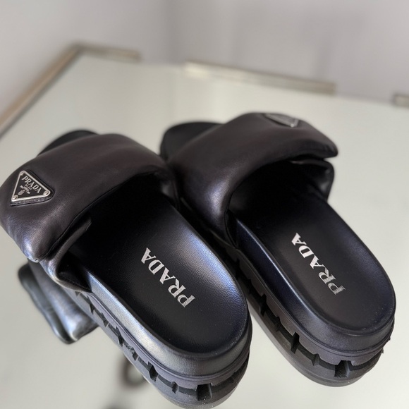 EUC Prada Soft Padded Nappa Leather Slides $1,020 36.5 - Picture 6 of 14